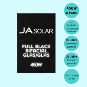 1 Palette (36 Stück) Solarmodule JA Solar JAM54D41-450/LB / 450W / Bi-Facial / Glas-Glas