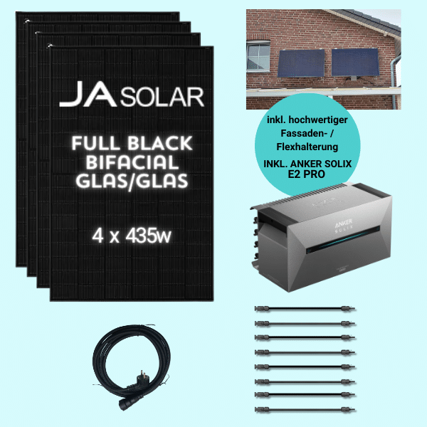 Anker Solix Pro 2 mit Solarpaneelen und Kabeln