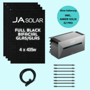 Anker Solix Pro 2 mit Kabeln und Solarpaneelen