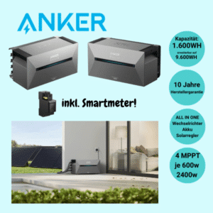 ANKER SOLIX 2 E1600 PRO Batteriespeicher 1.6kWh INKL. SMARTMETER - Akku für Balkonkraftwerke / Steckersolaranlagen
