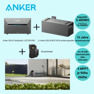 ANKER SOLIX SOLARBANK 3 E2700 PRO INKL. SMARTMETER +1x BP2700 Erweiterungsakku